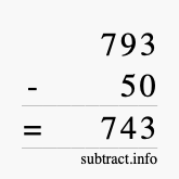 Calculate 793 minus 50 using long subtraction