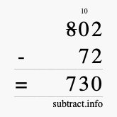Calculate 802 minus 72 using long subtraction