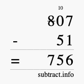 Calculate 807 minus 51 using long subtraction