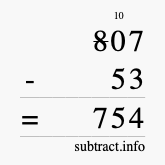 Calculate 807 minus 53 using long subtraction