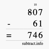 Calculate 807 minus 61 using long subtraction
