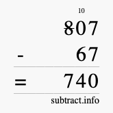 Calculate 807 minus 67 using long subtraction