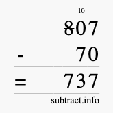 Calculate 807 minus 70 using long subtraction