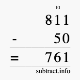 Calculate 811 minus 50 using long subtraction