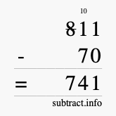 Calculate 811 minus 70 using long subtraction