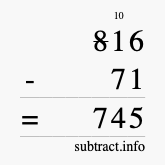 Calculate 816 minus 71 using long subtraction