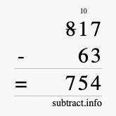 Calculate 817 minus 63 using long subtraction