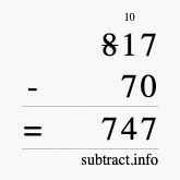 Calculate 817 minus 70 using long subtraction
