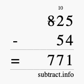 Calculate 825 minus 54 using long subtraction