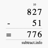 Calculate 827 minus 51 using long subtraction