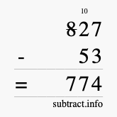 Calculate 827 minus 53 using long subtraction