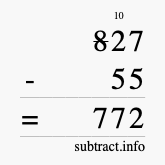 Calculate 827 minus 55 using long subtraction Calculate 827 minus 55 using long subtraction
