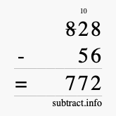 Calculate 828 minus 56 using long subtraction