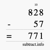 Calculate 828 minus 57 using long subtraction