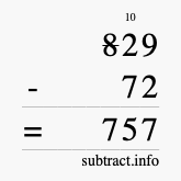 Calculate 829 minus 72 using long subtraction