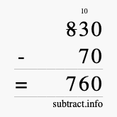 Calculate 830 minus 70 using long subtraction