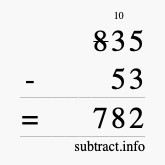 Calculate 835 minus 53 using long subtraction