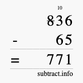 Calculate 836 minus 65 using long subtraction
