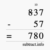 Calculate 837 minus 57 using long subtraction