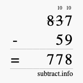Calculate 837 minus 59 using long subtraction