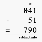 Calculate 841 minus 51 using long subtraction
