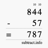 Calculate 844 minus 57 using long subtraction