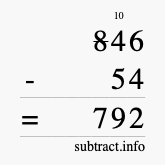 Calculate 846 minus 54 using long subtraction