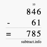 Calculate 846 minus 61 using long subtraction