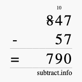Calculate 847 minus 57 using long subtraction