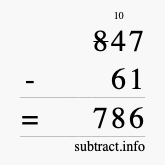 Calculate 847 minus 61 using long subtraction