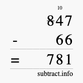 Calculate 847 minus 66 using long subtraction