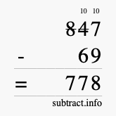 Calculate 847 minus 69 using long subtraction