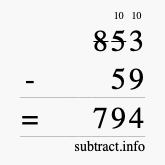 Calculate 853 minus 59 using long subtraction
