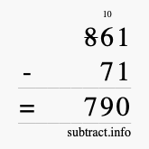 Calculate 861 minus 71 using long subtraction