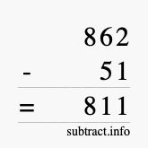 Calculate 862 minus 51 using long subtraction