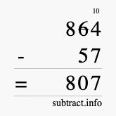 Calculate 864 minus 57 using long subtraction