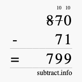Calculate 870 minus 71 using long subtraction