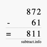 Calculate 872 minus 61 using long subtraction