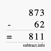 Calculate 873 minus 62 using long subtraction