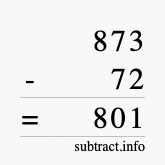 Calculate 873 minus 72 using long subtraction