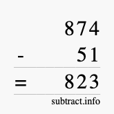 Calculate 874 minus 51 using long subtraction