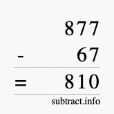 Calculate 877 minus 67 using long subtraction