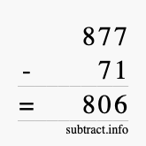 Calculate 877 minus 71 using long subtraction