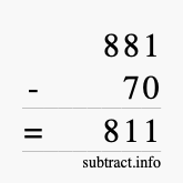 Calculate 881 minus 70 using long subtraction