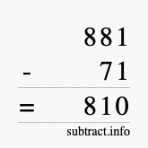 Calculate 881 minus 71 using long subtraction