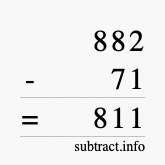 Calculate 882 minus 71 using long subtraction