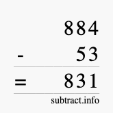 Calculate 884 minus 53 using long subtraction