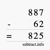 Calculate 887 minus 62 using long subtraction
