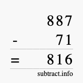 Calculate 887 minus 71 using long subtraction