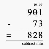 Calculate 901 minus 73 using long subtraction